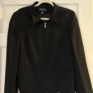 Jones New York black blazer size 16 with silver zipper.